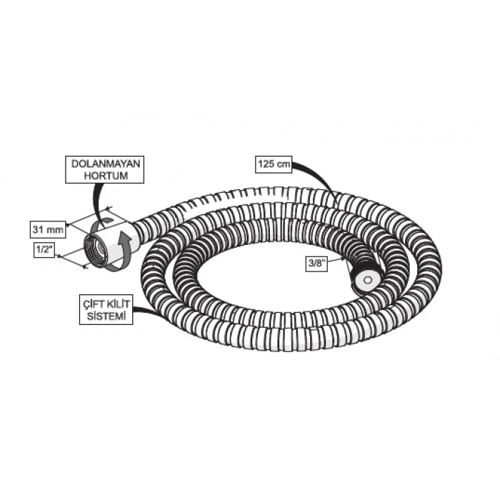 CONSOLATUS PASLANMAZ ÇELİK HORTUMLU TAHARETMATİK (BEYAZ)