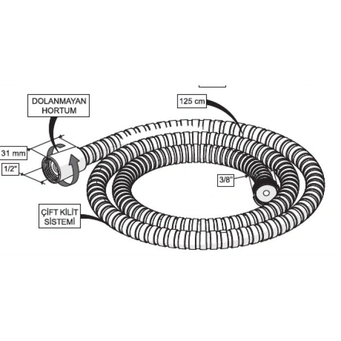 CONSOLATUS PASLANMAZ ÇELİK HORTUMLU TAHARETMATİK (KROM)