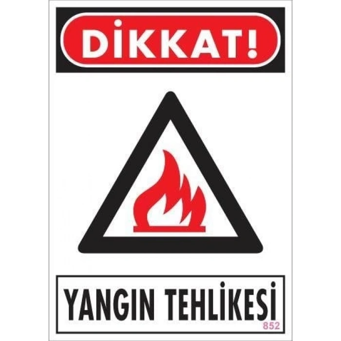 Dikkat Yangın Tehlikesi Uyarı Levhası 25x35 KOD:852