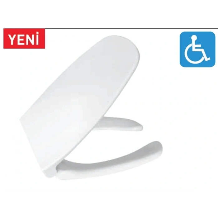 ENGELLİ KLOZET KAPAĞI (YAVAŞ KAPANAN - METAL MENTEŞE TAKIMI - ÜSTTEN SIKMALI)