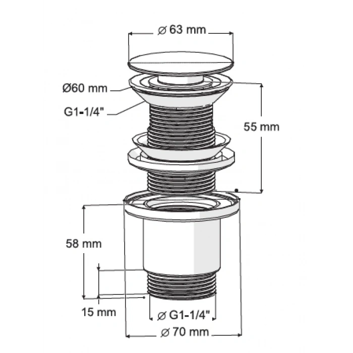 FELİX POP UP - 304 PASLANMAZ ÇELİK BAŞLIK (TAŞMA DELİKSİZ - ABS GÖVDE)