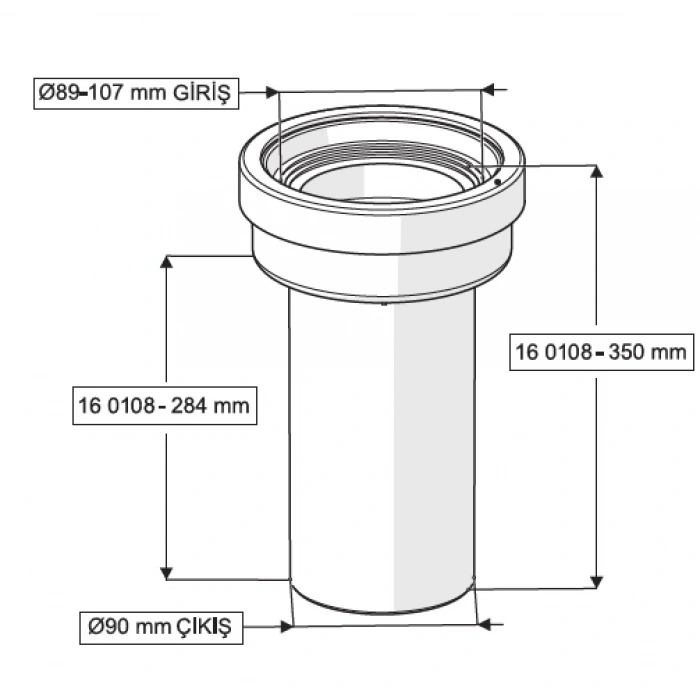 GÖMME REZERVUAR KADA SETİ ( Q90X350 + Q45X310 mm )