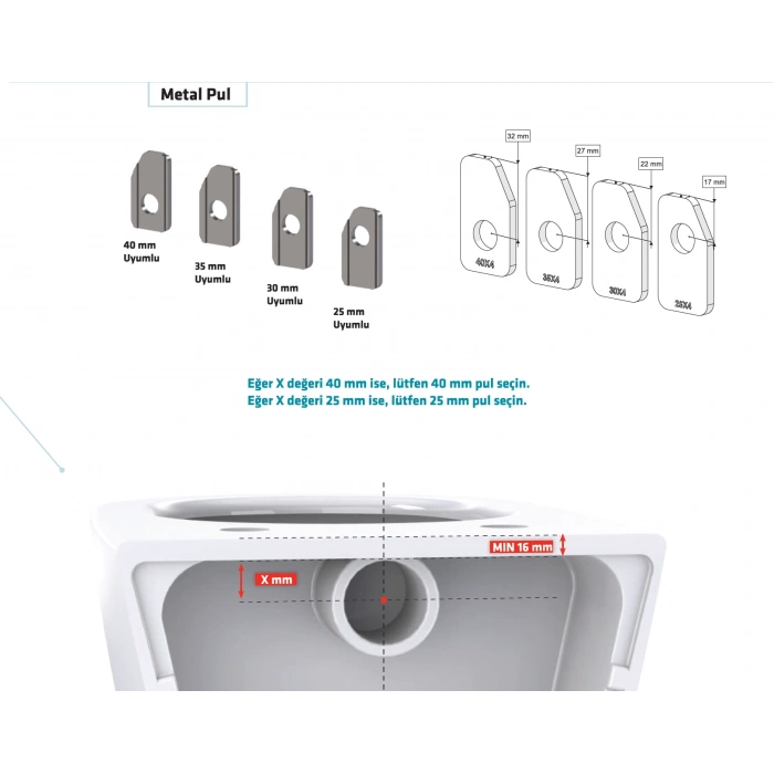 IZYFİX ASMA KLOZET GİZLİ MONTAJ SETİ GM4 + 1 UZATMALI