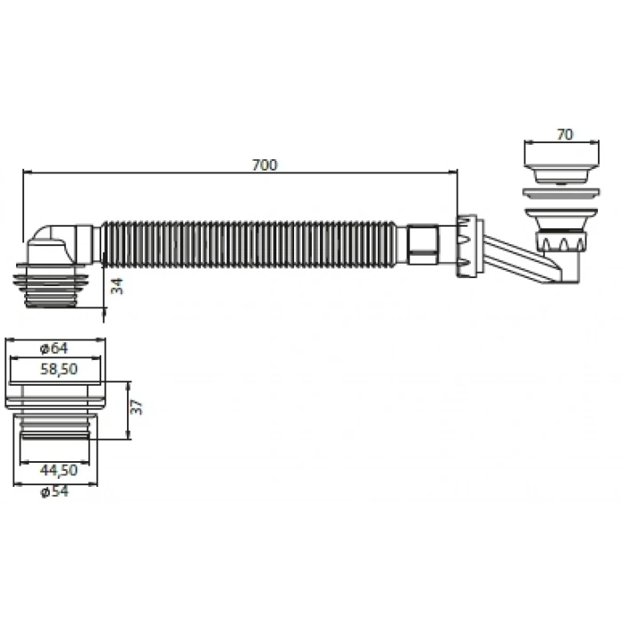 JAPAR - Körüklü Duş Teknesi Sifonu Q50