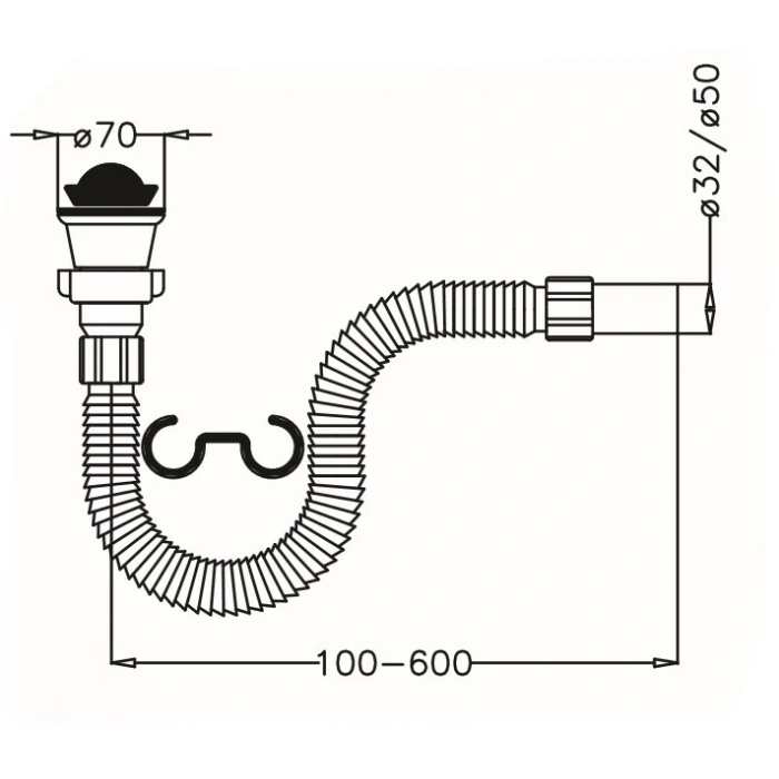 JAPAR - Körüklü Lavabo Sifonu Q50