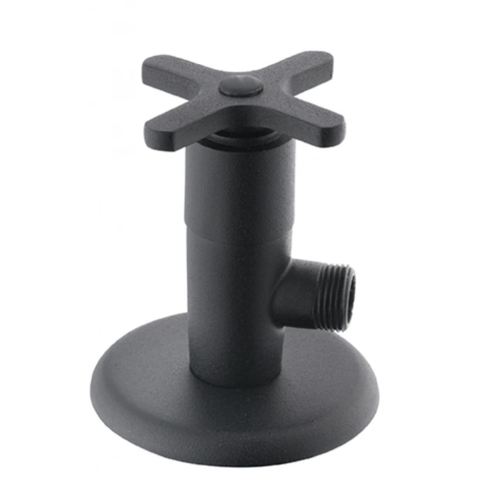 KARE - SİYAH DEKORATİF ARA MUSLUK 1/2 (ZAMAK BAŞLIK -PRİNÇ SALMASTRA)