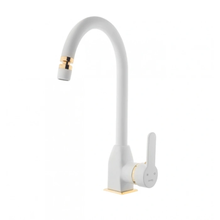 KARE - STİL MİX KUĞU EVYE BATARYASI (BEYAZ - ALTIN)