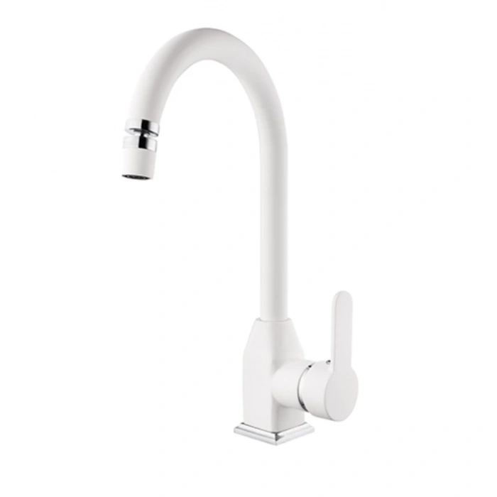 KARE - STİL MİX KUĞU EVYE BATARYASI (BEYAZ - KROM)