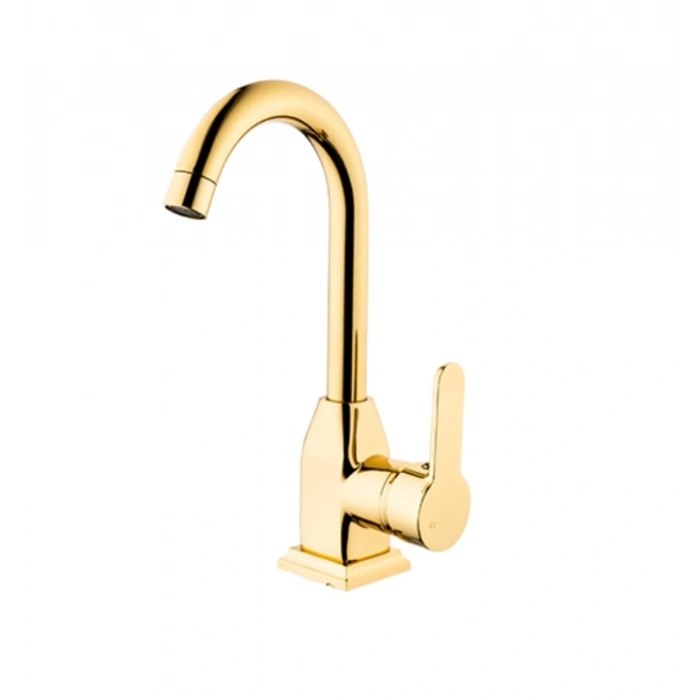 KARE - STİL MİX KUĞU LAVABO BATARYASI (ALTIN)