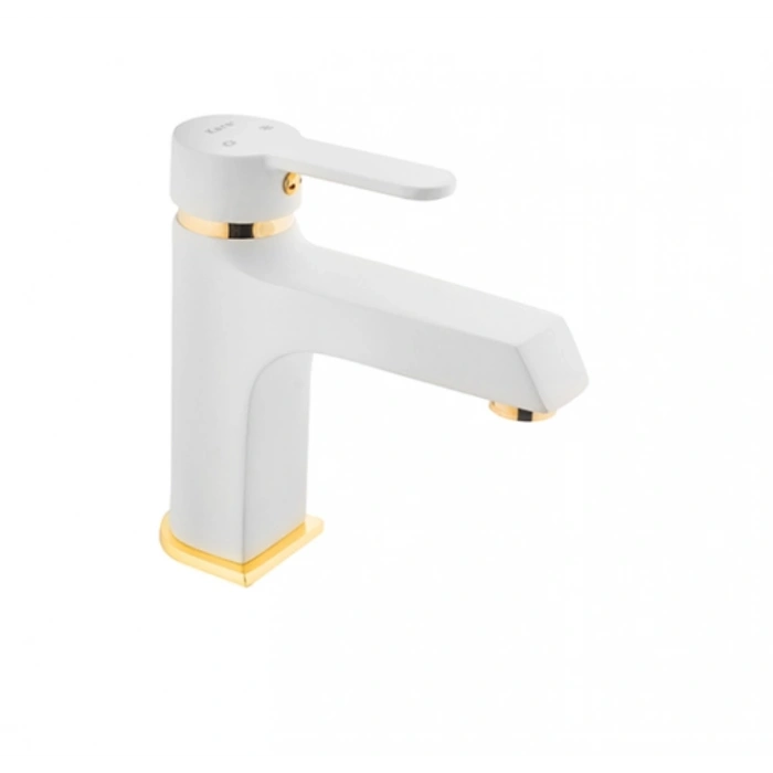 KARE - STİL MİX LAVABO BATARYASI (BEYAZ - ALTIN)