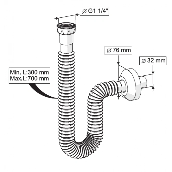KÖRÜKLÜ GİDER BORUSU  (PLASTİK SOMUNLU)