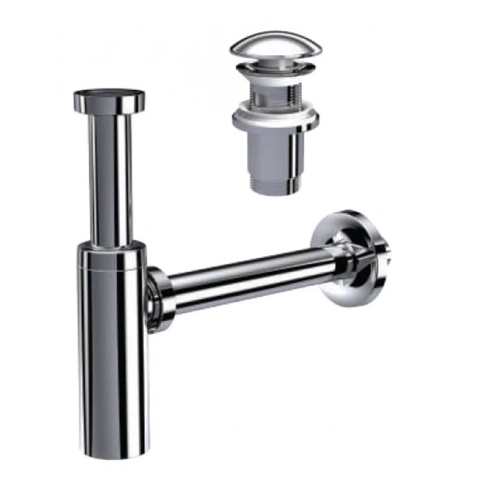 MOON PARLAK KROM SİFON - ELİXİR PUP UPLI - (TAŞMA DELİKLİ) (MAX. 250 mm)