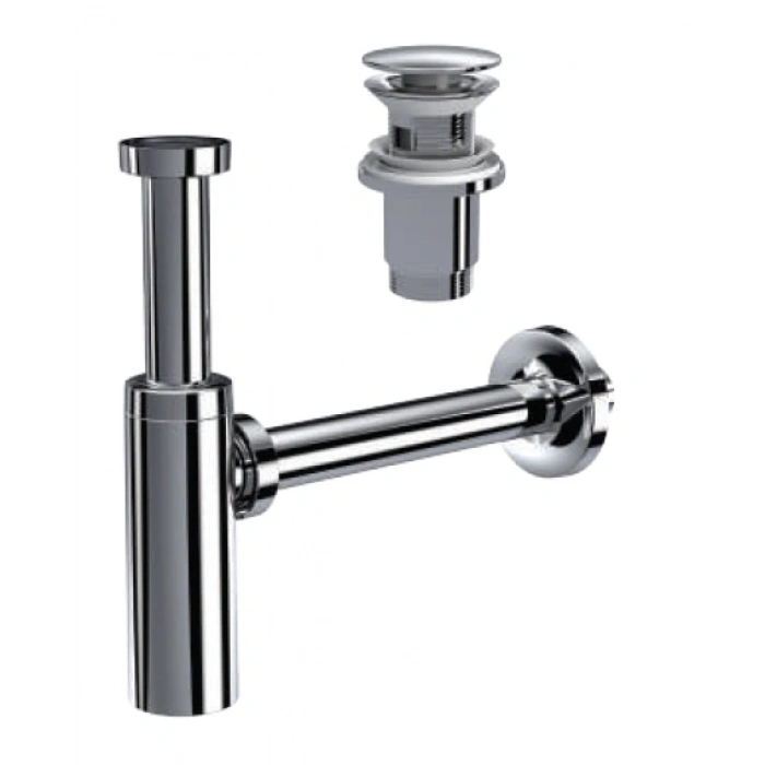 MOON PARLAK KROM SİFON - FELİX PUP UPLI - (TAŞMA DELİKSİZ) (MAX. 250 mm)