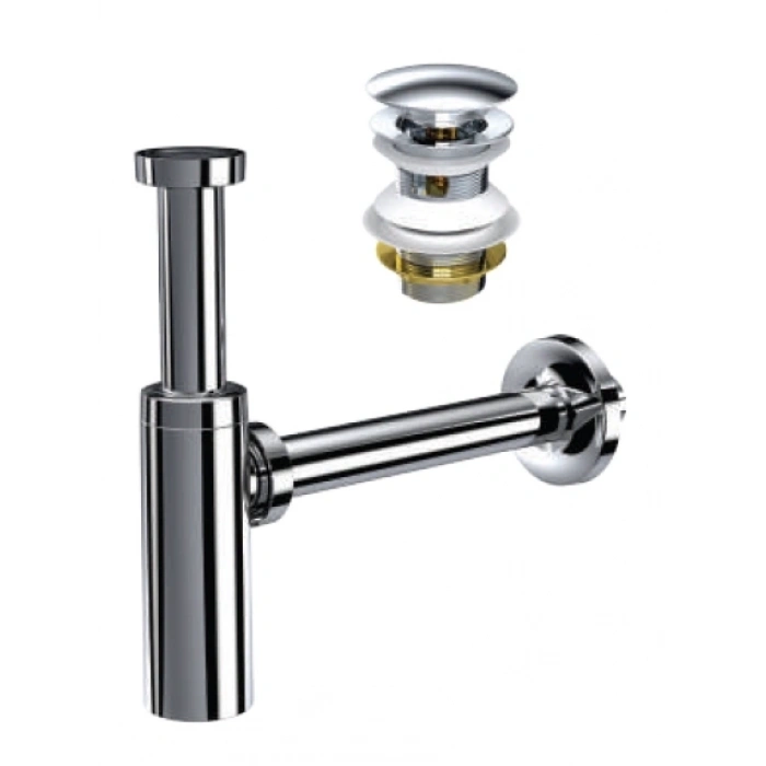 MOON PARLAK KROM SİFON - QUALİS PUP UPLI - (TAŞMA DELİKSİZ) (MAX. 250 mm)