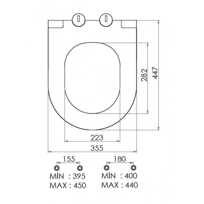 NEO ELEGANCE KLOZET KAPAĞI (YAVAŞ KAPANAN - METAL MENTEŞELİ - ÜSTTEN SIKMALI)