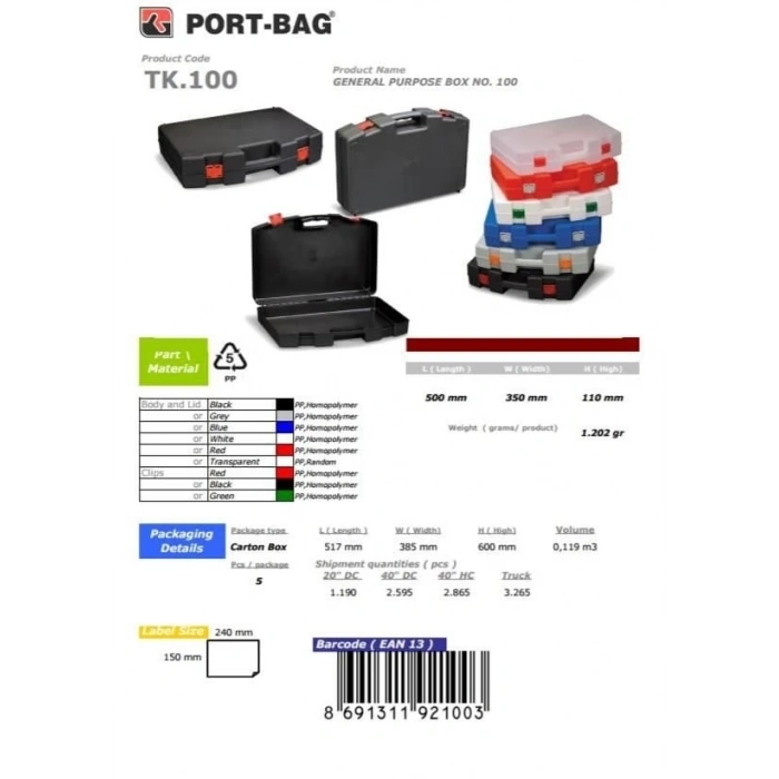 PortBag TK100 Çok Amaçlı El Aleti Çantası