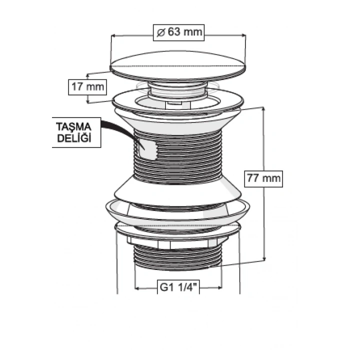 QUALİS PUP - UP KÖRÜKLÜ SET (TAŞMA DELİKLİ - ZAMAK BAŞLIK)