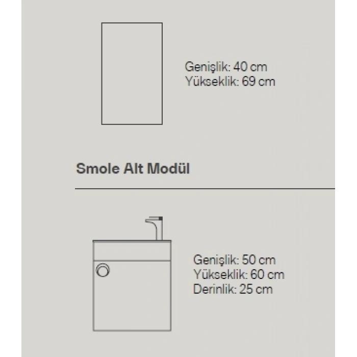 SMOLE 50 CM BANYO DOLABI TAKIM