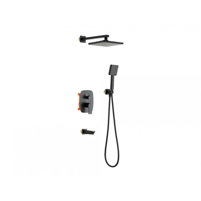 TEMA - TETRA ANKASTRE DUŞ SETİ MAT SİYAH ( 3 YOLLU )