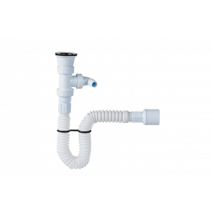 JAPAR - Lavabo ve Evye Sifonu Körüklü 11/2 Q50 (Çamaşır ve Bulaşık Makine Girişli )