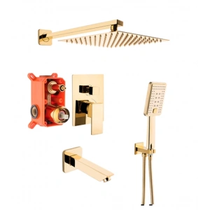 KARE - ANKASTRE BANYO SETİ 3 YOLLU GOLD