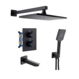 KARE - ARES TERMOSTATİK BANYO SETİ 3 YOLLU  SİYAH