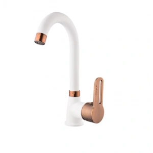 KARE - İNCİ MİX KUĞU LAVABO BATARYASI (BEYAZ - BAKIR)