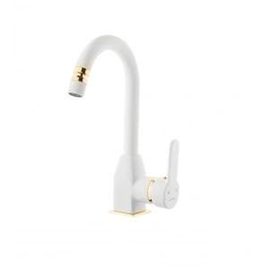 KARE - STİL MİX KUĞU LAVABO BATARYASI (BEYAZ - ALTIN)