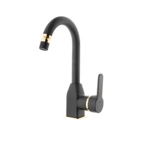 KARE - STİL MİX KUĞU LAVABO BATARYASI (SİYAH - ALTIN)