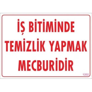 Temizlik Düzen Uyarı Levhası 25x35 KOD:1202