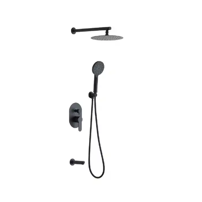 ANKASTRE BANYO TAKIMI YUVARLAK - SİYAH ( 3 YÖNLÜ )