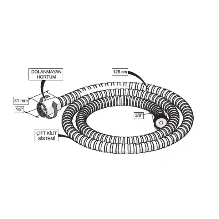 CONSOLATUS PASLANMAZ ÇELİK HORTUMLU TAHARETMATİK (KROM).