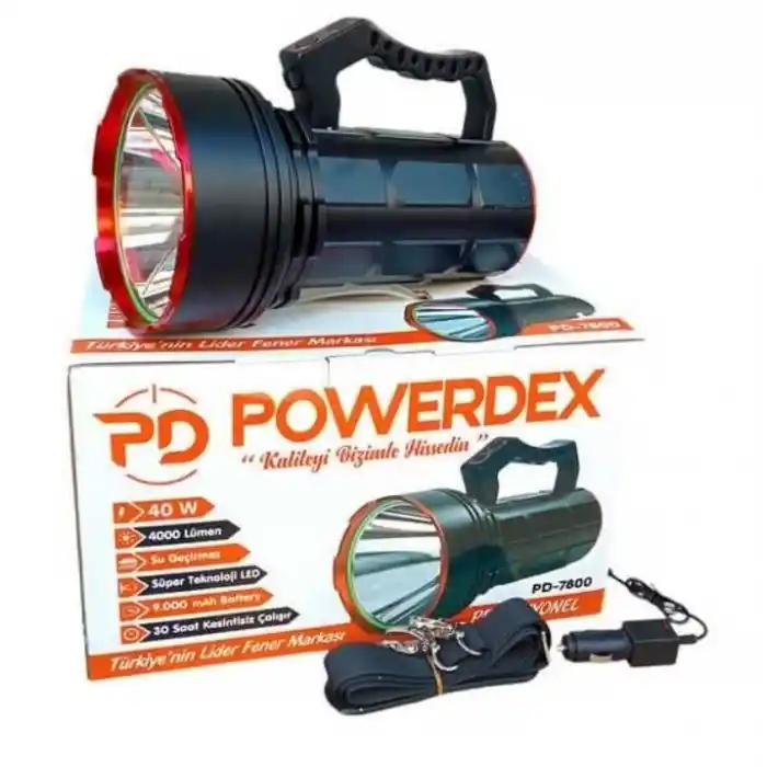 Ennalbur Powerdeks PD-7800 40 Şarjlı Güçlü El Feneri 40 Watt