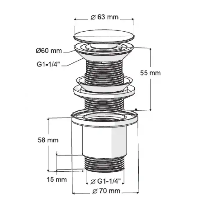 FELİX POP UP - 304 PASLANMAZ ÇELİK BAŞLIK (TAŞMA DELİKSİZ - ABS GÖVDE)
