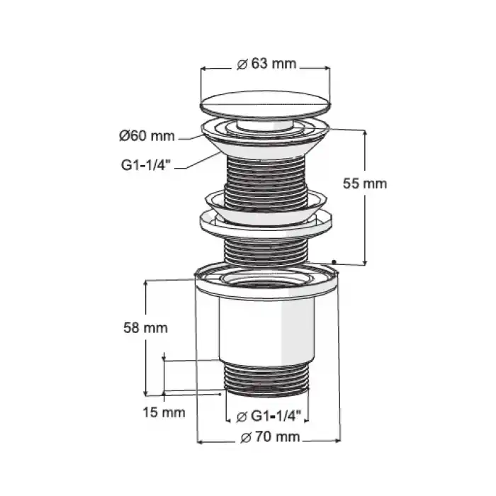 FELİX PUP UP KÖRÜKLÜ SET (TAŞMA DELİKSİZ - PASLANMAZ BAŞLIK)