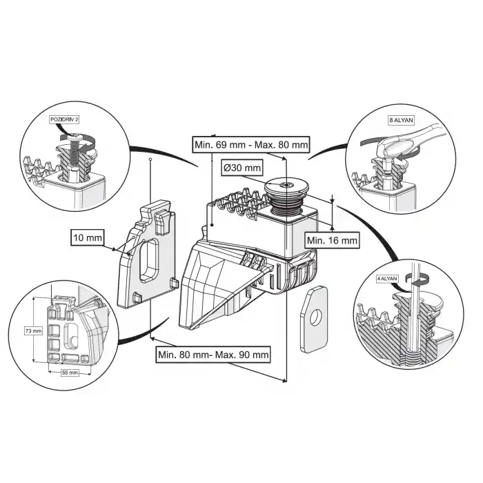 IZYFİX ASMA KLOZET GİZLİ MONTAJ SETİ GM4 + 1 UZATMALI
