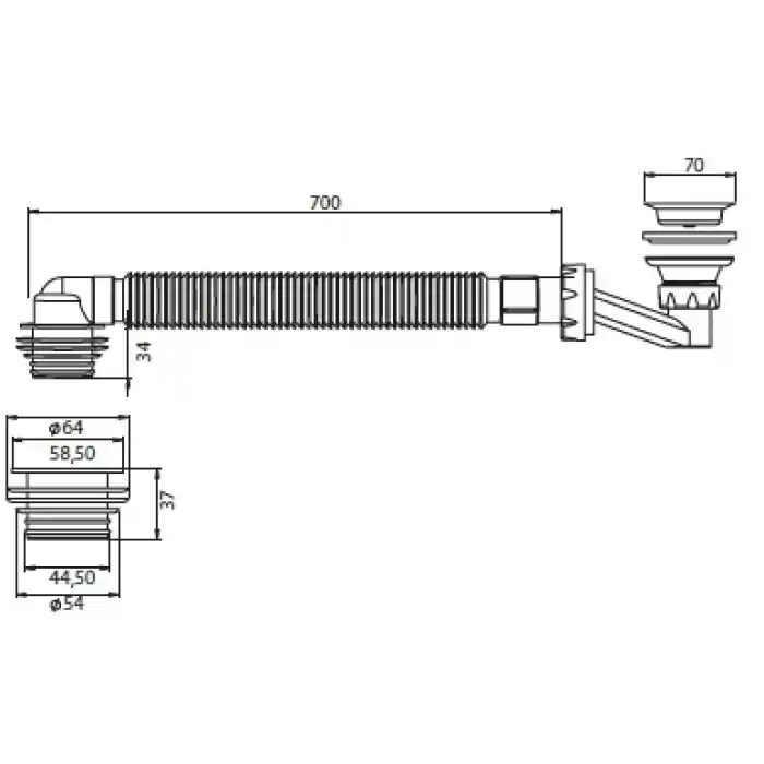JAPAR - Körüklü Duş Teknesi Sifonu Q50