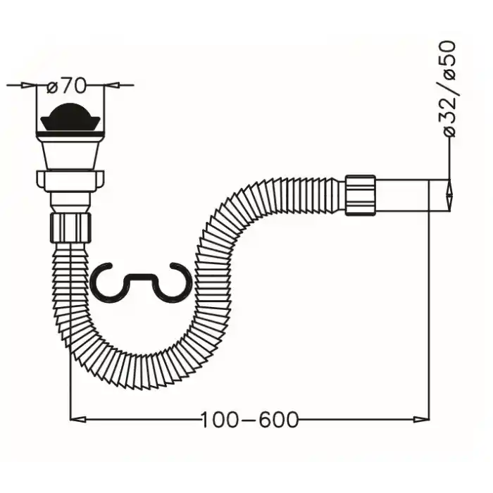 JAPAR - Körüklü Lavabo Sifonu Q50