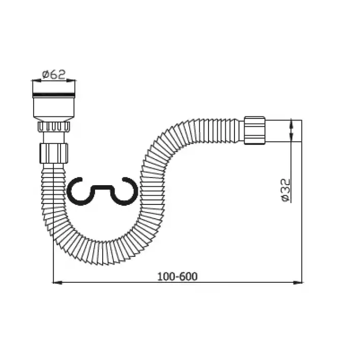 JAPAR - Körüklü Pisuvar Sifonu Q32