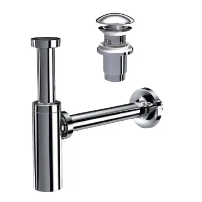 MOON PARLAK KROM SİFON - ELİXİR PUP UPLI - (TAŞMA DELİKLİ) (MAX. 250 mm)