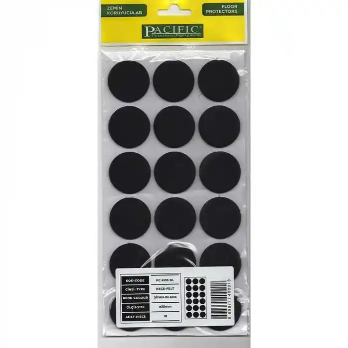 Pacific 6135 BL Yapışkanlı Keçe 35 mm Siyah