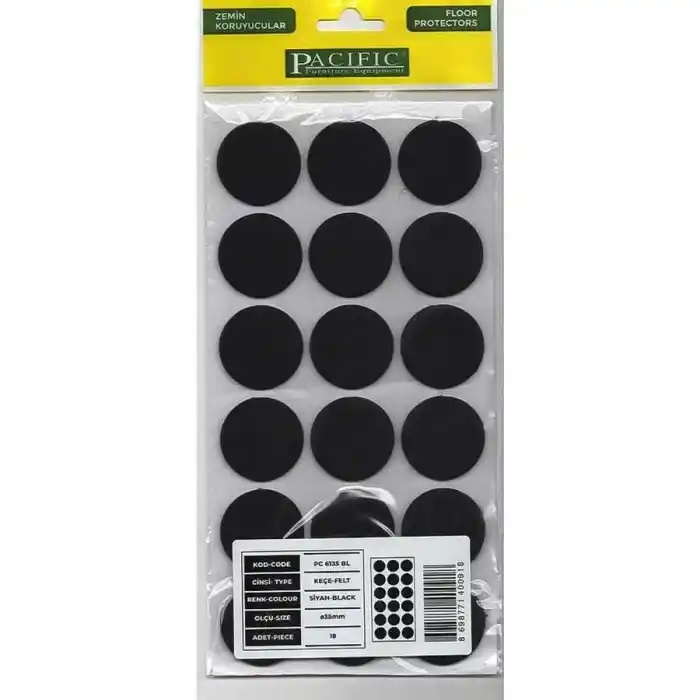 Pacific 6135 BL Yapışkanlı Keçe 35 mm Siyah