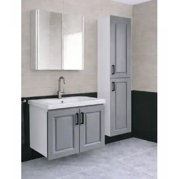 PALERMO 65 CM BANYO DOLABI ALT-ÜST TAKIM ( VAKUM KAPAK GRİ )