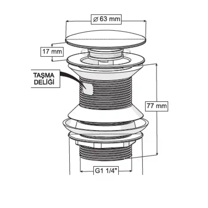 QUALİS PUP - UP KÖRÜKLÜ SET (TAŞMA DELİKLİ - ZAMAK BAŞLIK)