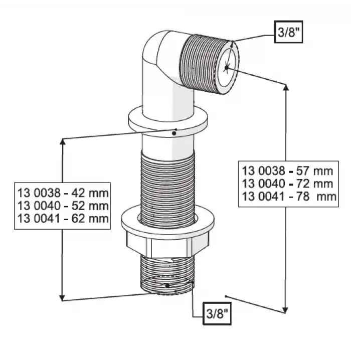 TEMİZ SU GİRİŞ DİRSEĞİ UZUN 3/8 52 MM
