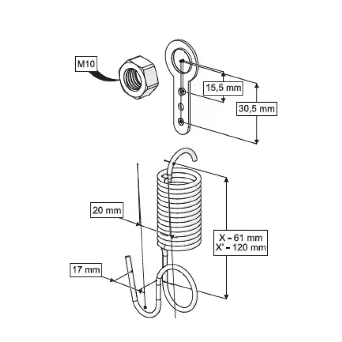 YARIM AYAK YAYLI MONTAJ SETİ (KISA ANAHTAR)