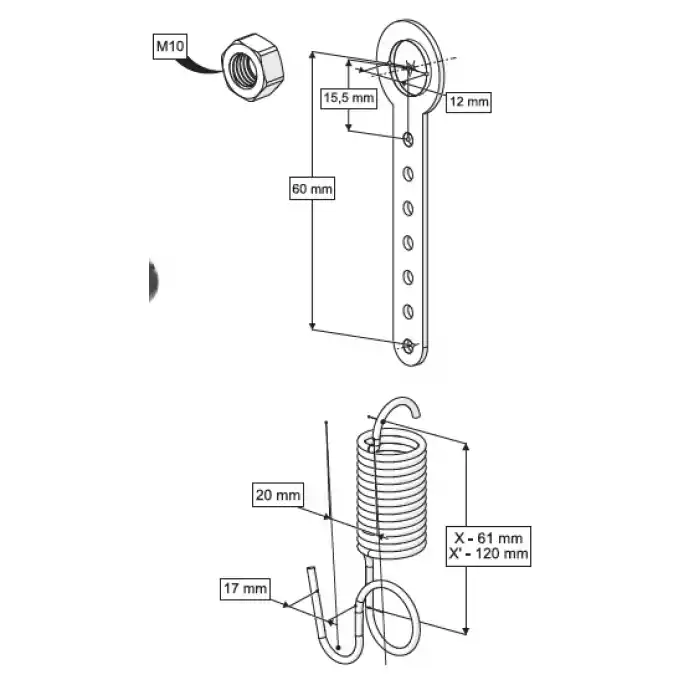 YARIM AYAK YAYLI MONTAJ SETİ (UZUN ANAHTAR)