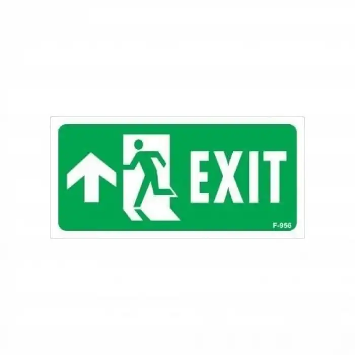 Exit Yukarı Sol Ok İşaretli Uyarı Levhası 17,5x25 KOD:956