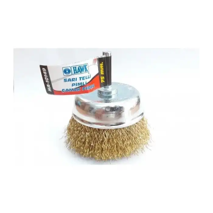 Hawk HA10149 Pimli Sarı Tel Çanak Fırça 75 mm