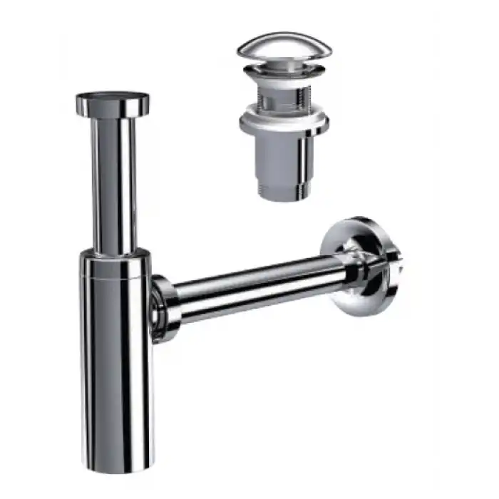 MOON PARLAK KROM SİFON - ELİXİR PUP UPLI - (TAŞMA DELİKLİ) (MAX. 250 mm)
